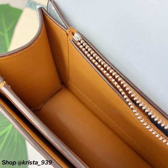 TORY BURCH ELEANOR SMALL Convertible Bag croc-embossed Blue Mist Leather - Picture 8 of 10